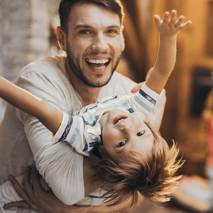 Cute happy kid having a great time