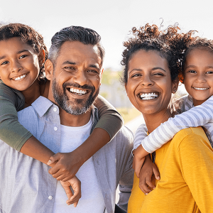 Smiling and joyful family