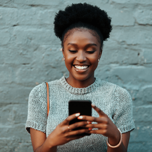 Cheerful positive girl with white straight teeth