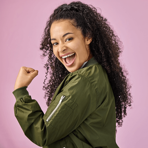 Young woman with strong teeth