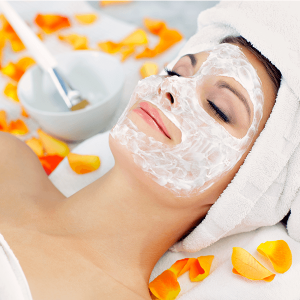 Woman receiving skin treatment at spa